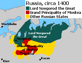 Map of Novgorod and Moskva, circa 1400