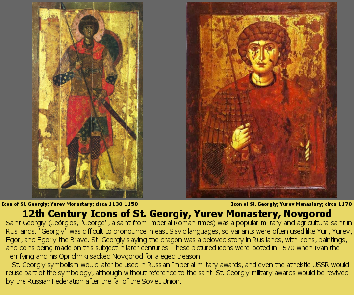 12th Century Icons of St. Georgiy, Yurev Monastery, Novgorod
