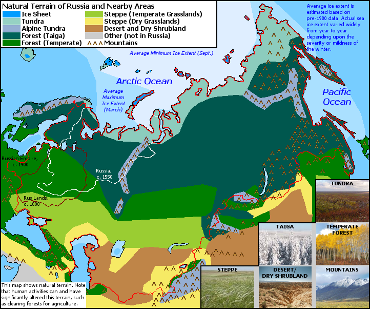 Natural Terrain of Russia and Nearby Areas